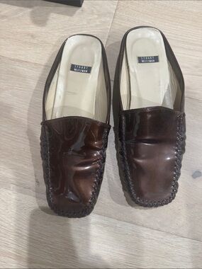 Stuart Weitzman Men's Dark Brown Patent Leather Slip-On Loafers